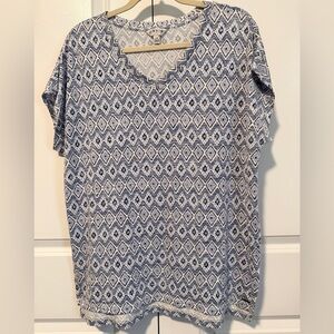 Orvis Classic Collection Women’s Blue Geometric Print Short Sleeve Tunic Size L